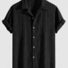 Modern Short-Sleeve Button Shirt – Black