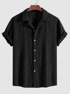 Modern Short-Sleeve Button Shirt – Black