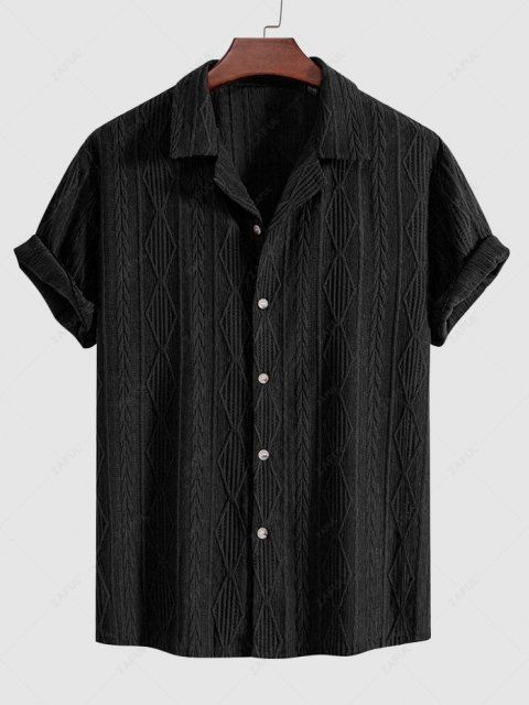 Modern Short-Sleeve Button Shirt – Black